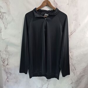 Zyia Shirt Mens Large Black Long Sleeve Quarter Zip Lightweight Workout Poly